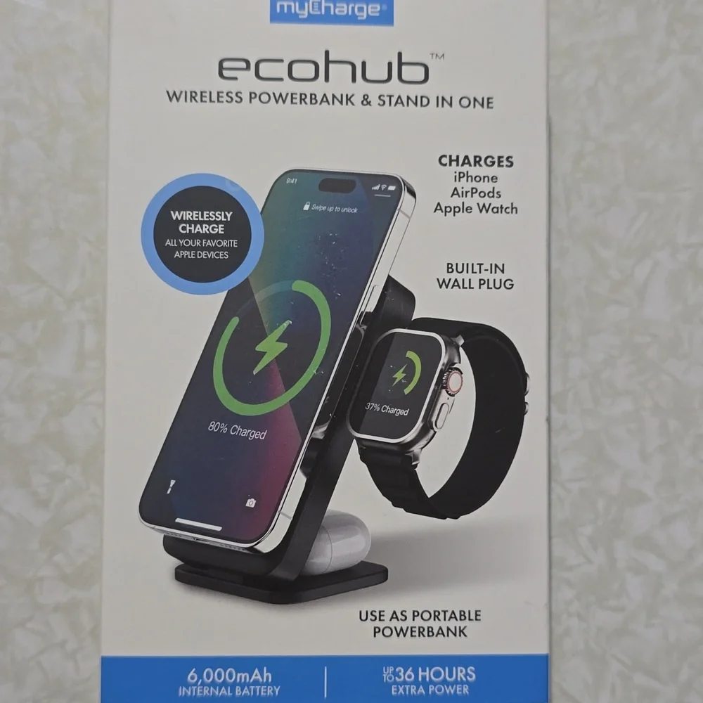 EcoHub Wireless Powerbank & Stand - ‎ iPhone Airpod & Apple Watch Charger NWT